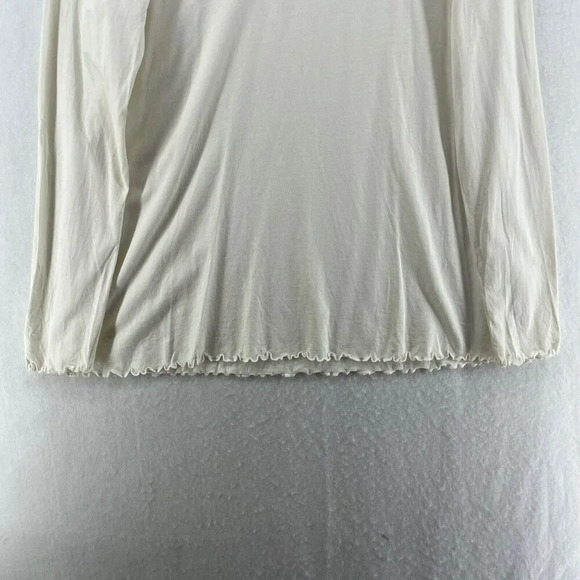 LOGO by Lori Goldstein T-shirt Womens L White Long Sleeved Ruffle Trim Pullover - Picture 7 of 12